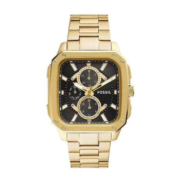 Fossil Men’s Quartz Gold Stainless Steel Black Dial 42mm BQ2656 - twentyfour