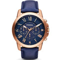 Fossil Men’s Quartz Chronograph Blue Leather Strap Blue Dial 44mm FS4835 - twentyfour