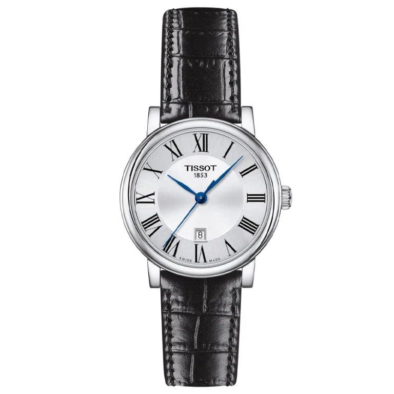 Tissot Women’s Quartz Swiss Made Black Leather Strap Silver Dial 30mm Watch T122.210.16.033.00 - twentyfour