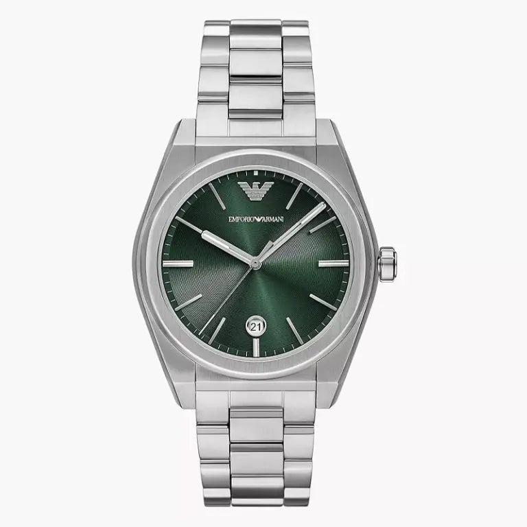Emporio Armani Men’s Quartz Silver Stainless Steel Green Dial 41mm AR11621 - twentyfour