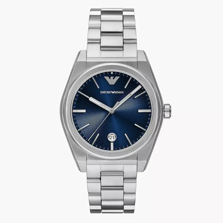 Emporio Armani Men’s Quartz Silver Stainless Steel Blue Dial 41mm Watch AR11620 - twentyfour