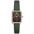 Emporio Armani Women’s Quartz Green Leather Strap Black Mother of Pearl Dial 24mm Watch AR 11149 - twentyfour