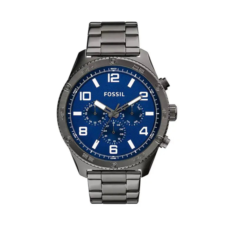 Fossil Men’s Quartz Gunmetal Stainless Steel Blue Dial 50mm BQ2798 - twentyfour