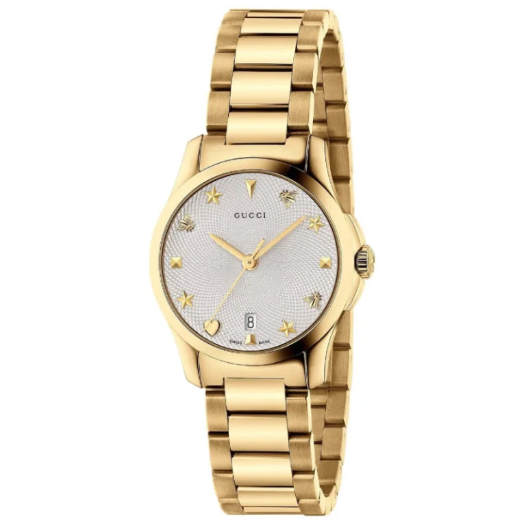 Gucci Women’s Quartz Swiss Made Gold Stainless Steel Gold Dial 27mm Watch YA126576