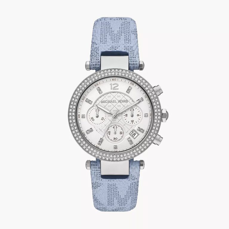 Michael Kors Women’s MK6936 | Sky Blue Leather Strap Silver Dial 39mm - twentyfour