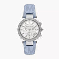 Michael Kors Women’s MK6936 | Sky Blue Leather Strap Silver Dial 39mm - twentyfour