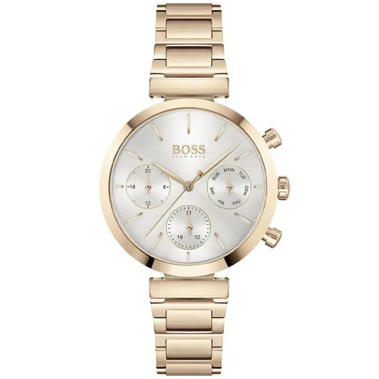 Hugo Boss Women’s Chronograph Quartz Gold Stainless Steel Silver Dial 36mm Watch 1502531 - twentyfour
