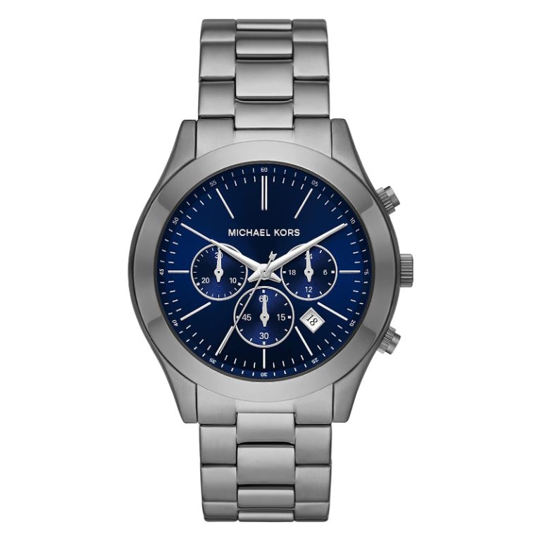 Michael Kors Men’s Quartz Grey Stainless Steel Blue Dial 44mm Watch MK 8987 - twentyfour