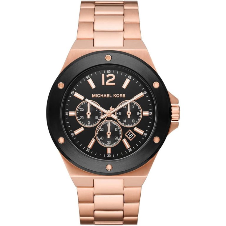Michael Kors Men’s Quartz Rose Gold Stainless Steel Black Dial 45mm Watch MK8940 - twentyfour