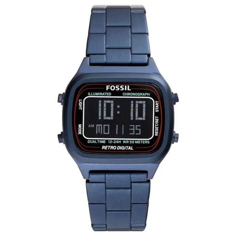 Fossil Men’s Digital Blue Stainless Steel Negative Display Dial 40mm FS5896 - twentyfour