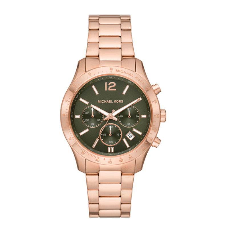 Michael Kors Women’s Quartz Rose Gold Stainless Steel Green Dial 40mm Watch MK7412 - twentyfour