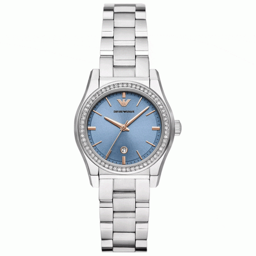Emporio Armani Women’s Quartz Silver Stainless Steel Blue Dial 32mm AR11593 - twentyfour