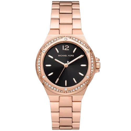 Michael Kors Women’s Quartz Rose Gold Stainless Steel Black Dial 37mm MK7233 - twentyfour