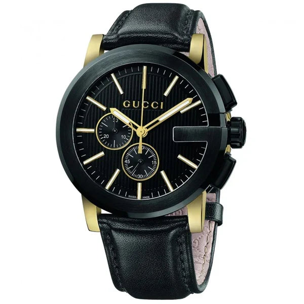 Gucci Men’s | Quartz Leather Strap Black Dial 44mm YA101203 - twentyfour