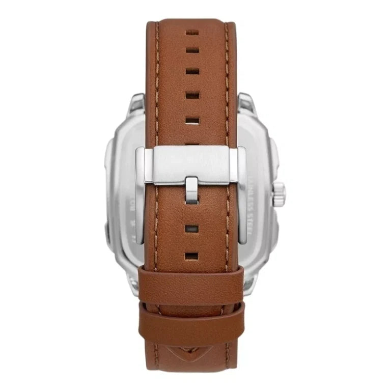 Fossil Men’s Quartz Brown Leather Strap Silver Dial 42mm BQ2658 - twentyfour