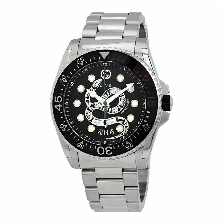 Gucci Men’s | Quartz Stainless Steel Black Dial 45mm YA136218 - twentyfour