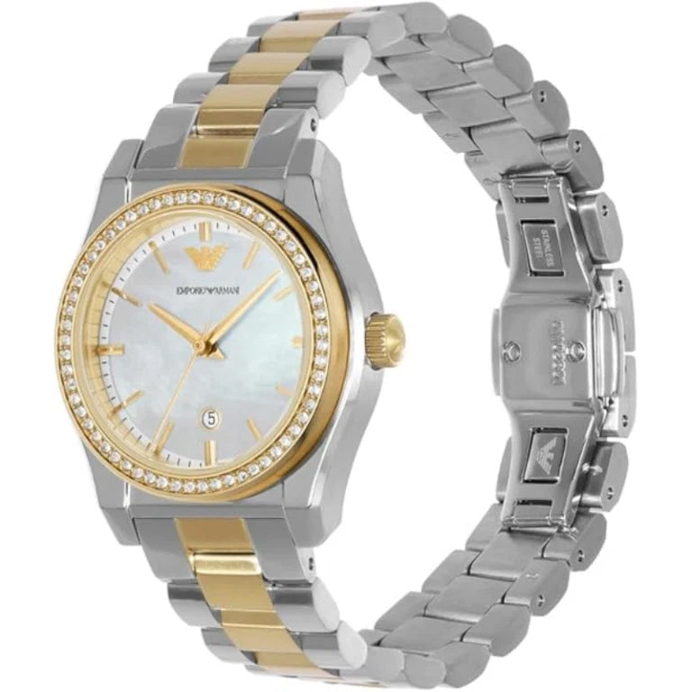 Emporio Armani Women’s Quartz Two-Tone Stainless Steel Mother Of Pearl Dial 32mm Watch AR 11559 - twentyfour