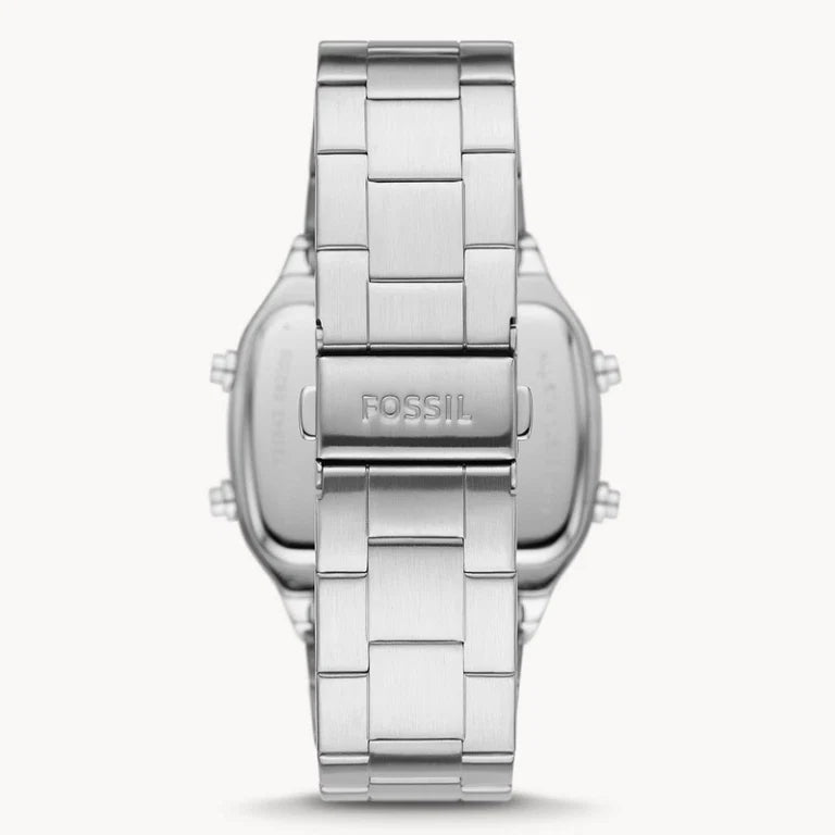 Fossil Men’s Digital Silver Stainless Steel Positive Display Dial 40mm FS5844 - twentyfour