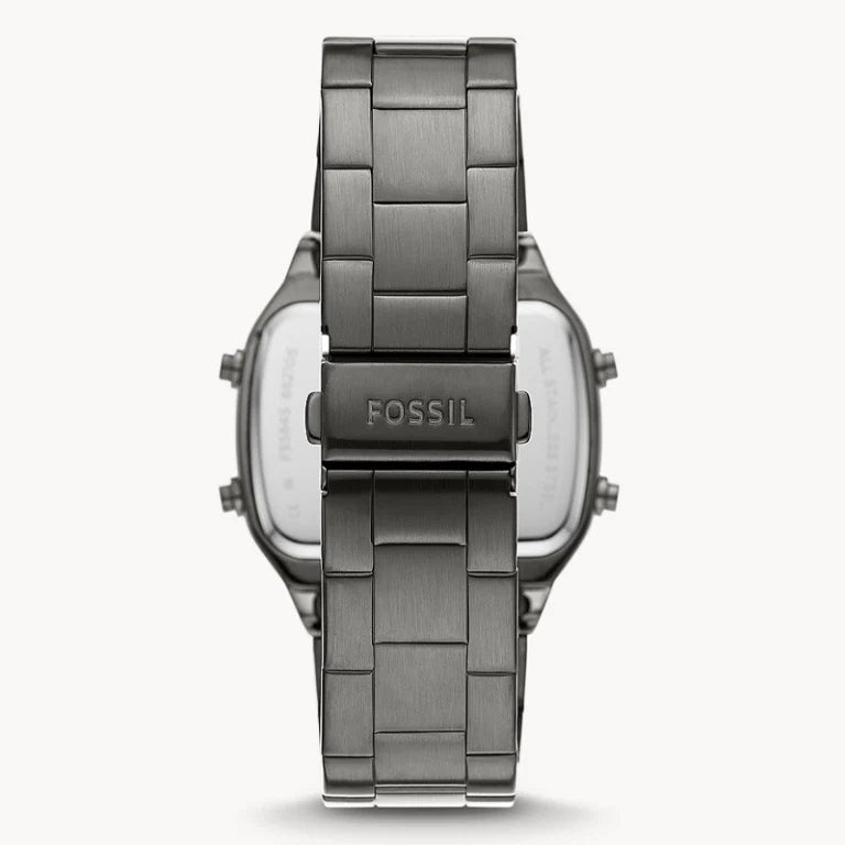 Fossil Men’s Digital Grey Stainless Steel Negative Display Dial 40mm Watch FS5846 - twentyfour