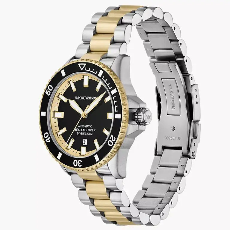 Emporio Armani Men’s Automatic Two-Tone Stainless Steel Black Dial 42mm Watch AR 60089 - twentyfour