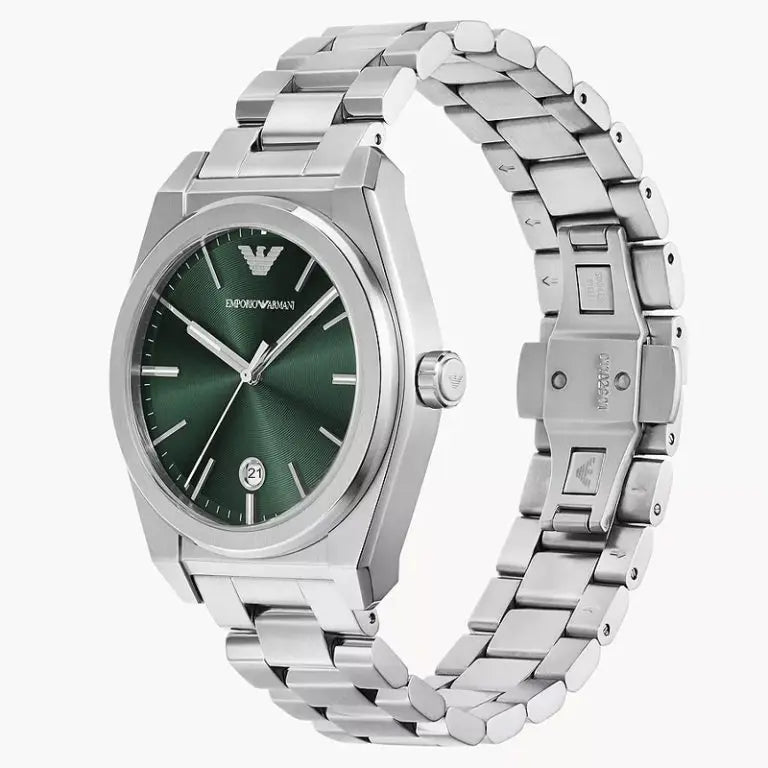 Emporio Armani Men’s Quartz Silver Stainless Steel Green Dial 41mm AR11621 - twentyfour