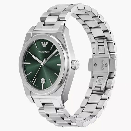 Emporio Armani Men’s Quartz Silver Stainless Steel Green Dial 41mm AR11621 - twentyfour