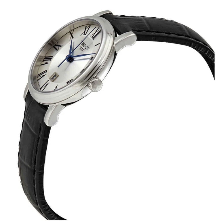 Tissot Women’s Quartz Swiss Made Black Leather Strap Silver Dial 30mm Watch T122.210.16.033.00 - twentyfour