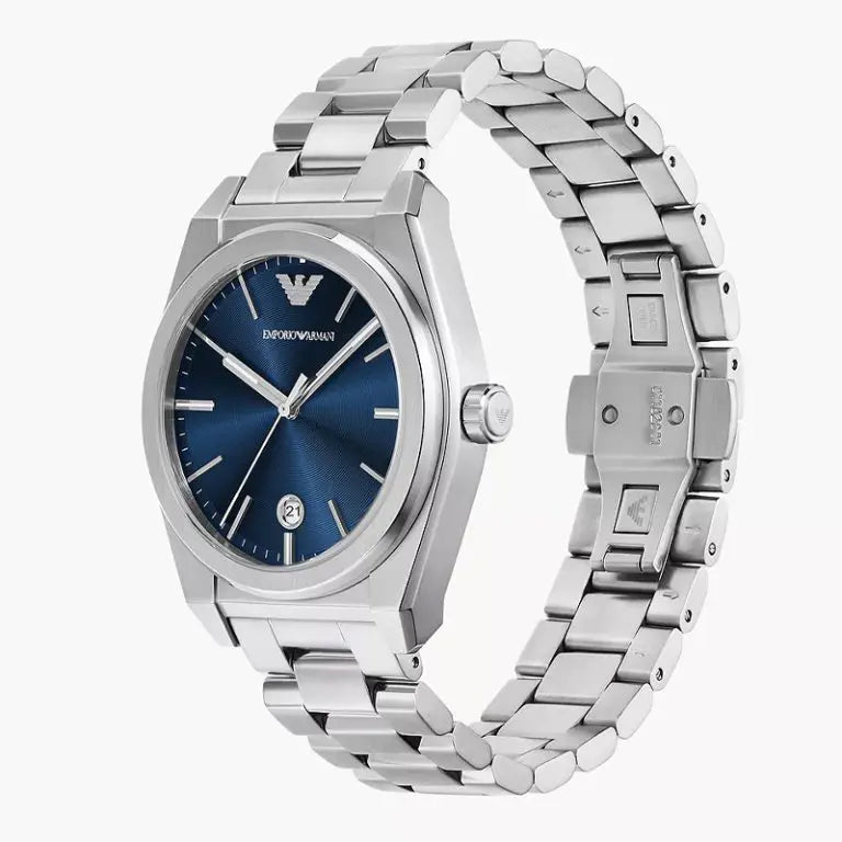 Emporio Armani Men’s Quartz Silver Stainless Steel Blue Dial 41mm Watch AR11620 - twentyfour