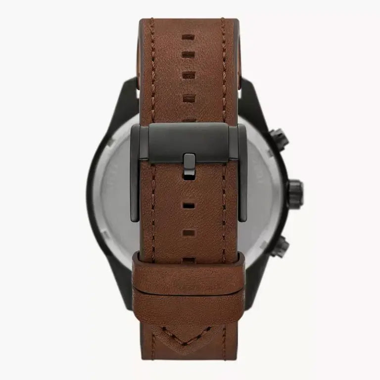 Fossil Men’s Quartz Brown Leather Strap Grey Dial 50mm Watch BQ2800 - twentyfour