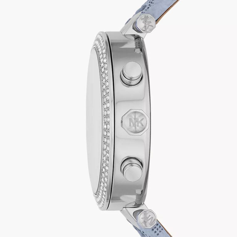 Michael Kors Women’s MK6936 | Sky Blue Leather Strap Silver Dial 39mm - twentyfour