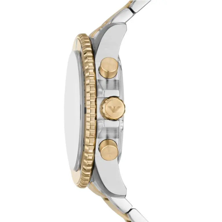 Emporio Armani Men’s Quartz Two-tone Stainless Steel Beige Dial 43mm Watch AR 11606