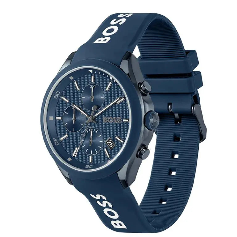 Hugo Boss Velocity Men’s Chronograph Quartz Blue Silicone Strap Blue Dial 44mm 1514061 - twentyfour