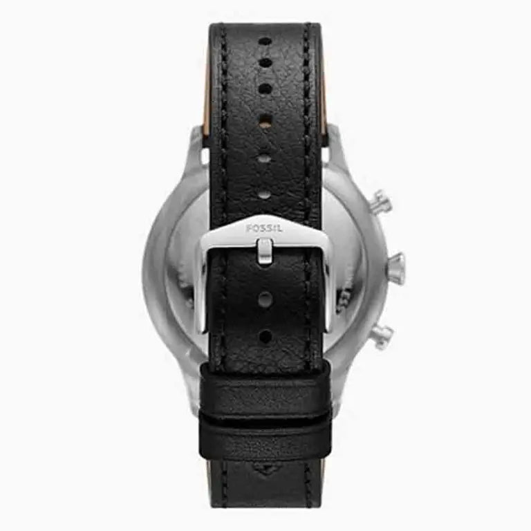 Fossil Men’s Chronograph Quartz Black Leather Strap Black Dial 44mm FS5806 - twentyfour