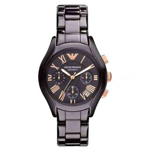 Emporio Armani Women’s Chronograph Ceramic Chain Black Dial 38mm AR1411 - twentyfour