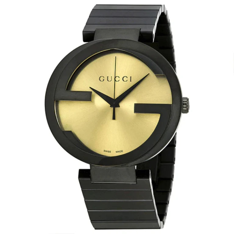 Gucci Men’s | Quartz Black Stainless Steel Gold Dial 42mm YA133209 - twentyfour