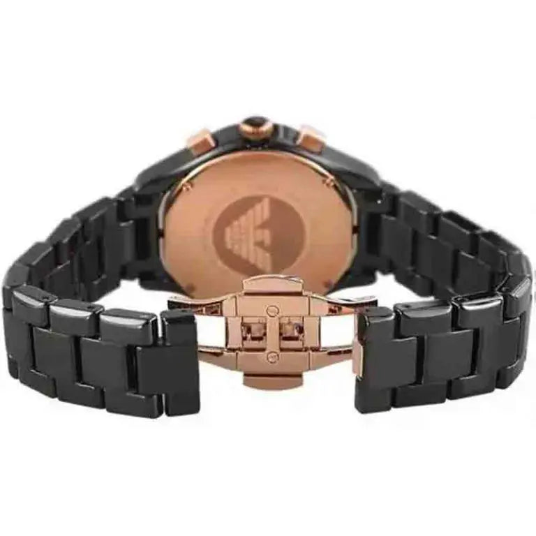 Emporio Armani Women’s Chronograph Ceramic Chain Black Dial 38mm AR1411 - twentyfour