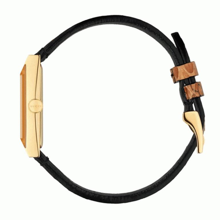 Gucci Women’s Swiss Made Quartz Brown Leather Strap Multi Color Dial 21mm Watch YA147402