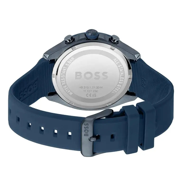 Hugo Boss Velocity Men’s Chronograph Quartz Blue Silicone Strap Blue Dial 44mm 1514061 - twentyfour
