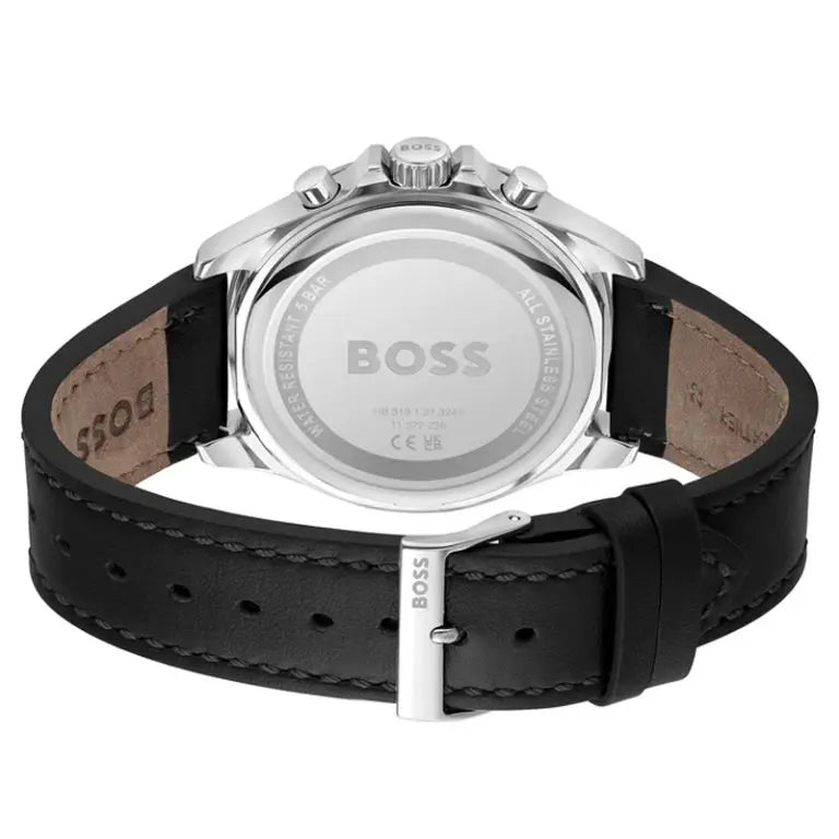 Hugo Boss Men’s Chronograph Quartz Black Leather Strap Black Dial 45mm 1514121 - twentyfour