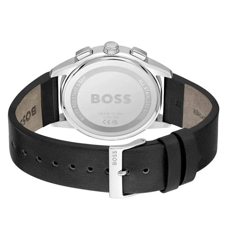 Hugo Boss Men’s Chronograph Quartz Black Leather Strap Black Dial 43mm 1513925 - twentyfour