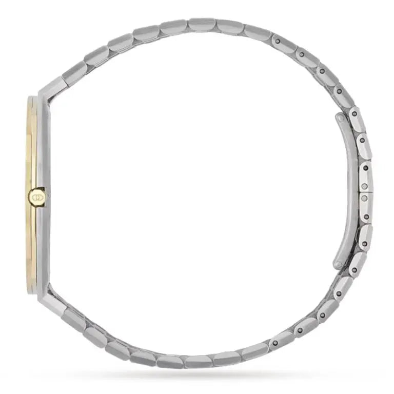 Gucci Women’s Swiss Made Quartz Silver Stainless Steel Gold Dial 34mm Watch YA163403