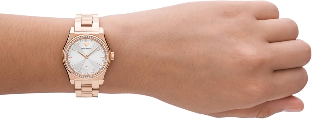 Emporio Armani Women’s Quartz Rose Gold Stainless Steel Silver Dial 32mm AR11558 - twentyfour