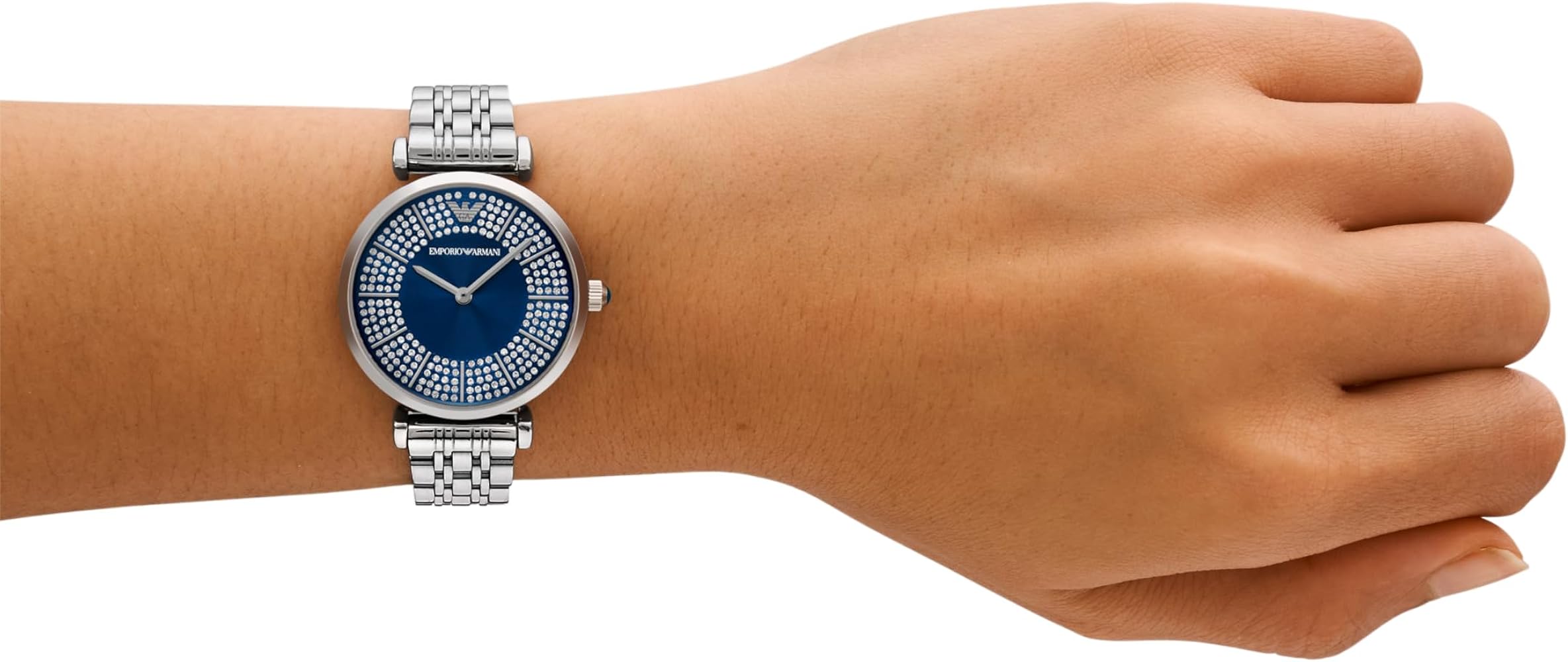 Emporio Armani Women’s Quartz Silver Stainless Steel Blue Dial 32mm Watch AR11627 - twentyfour