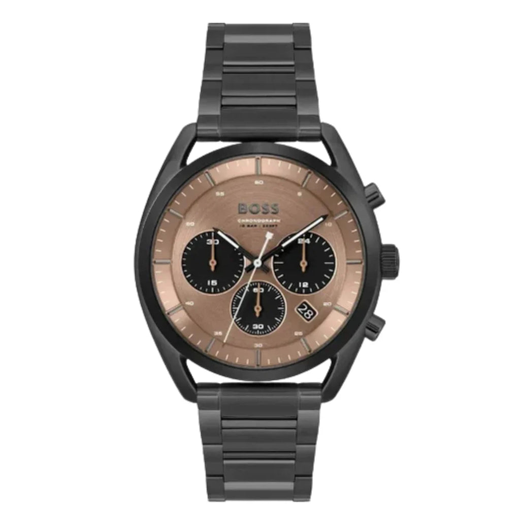 Hugo Boss Men’s Chronograph Quartz Black Stainless Steel Brown Dial 44mm 1514095 - twentyfour