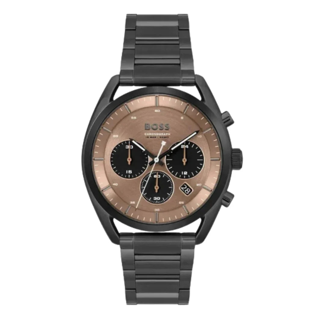 Hugo Boss Men’s Chronograph Quartz Black Stainless Steel Brown Dial 44mm 1514095 - twentyfour