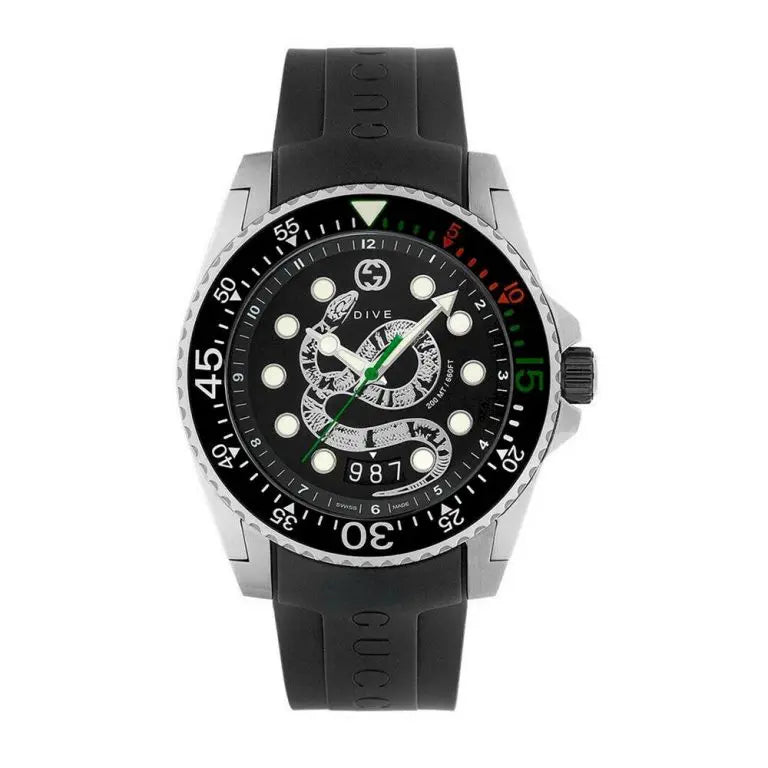 Gucci Men’s | Quartz Silicone Strap Black Dial 45mm YA136217 - twentyfour