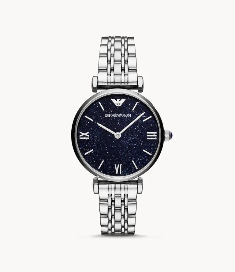 Emporio Armani Women’s Analog Stainless Steel Dark Blue Dial 32mm Watch AR11091 - twentyfour