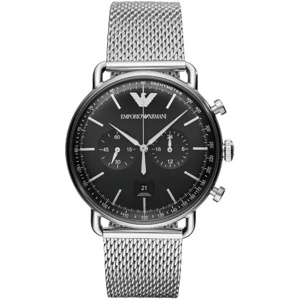 Emporio Armani Men’s Chronograph Stainless Steel Black Dial 43mm AR11104 - twentyfour