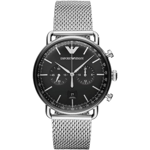 Emporio Armani Men’s Chronograph Stainless Steel Black Dial 43mm AR11104 - twentyfour