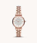 Emporio Armani Women’s Quartz Rose Gold Stainless Steel Silver Crystal Pave Dial 32mm AR11244 - twentyfour